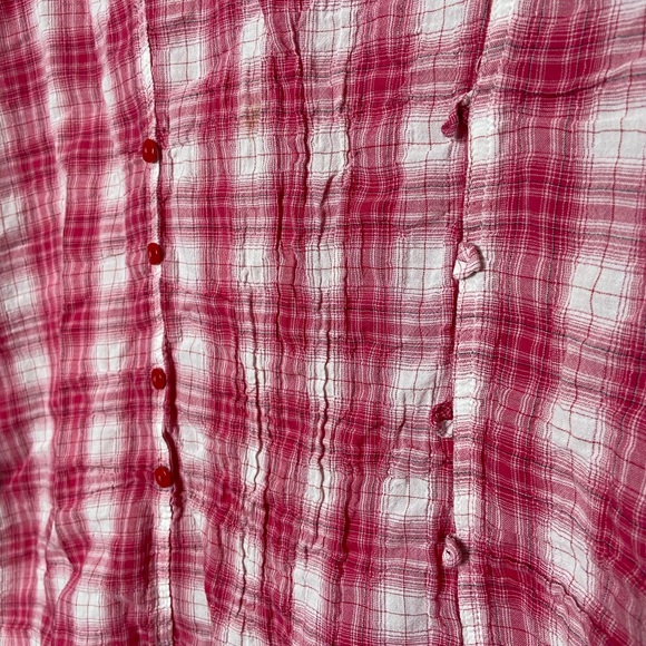 Sundance Women’s Size Large Red White Plaid Button Up Shirt - Picture 8 of 10